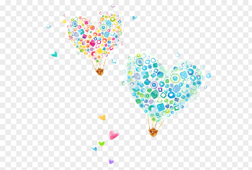 Heart-shaped Hot Air Balloon Heart Child Illustration PNG