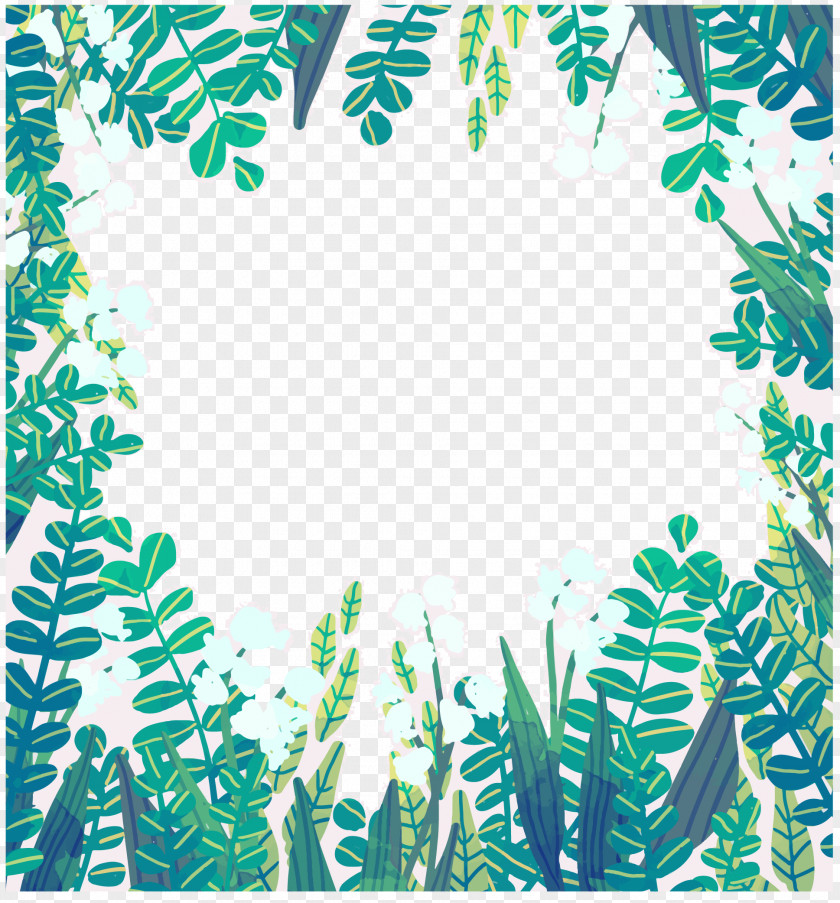 Vector Hand Painted Green Leaf Border Poster Adobe Illustrator PNG