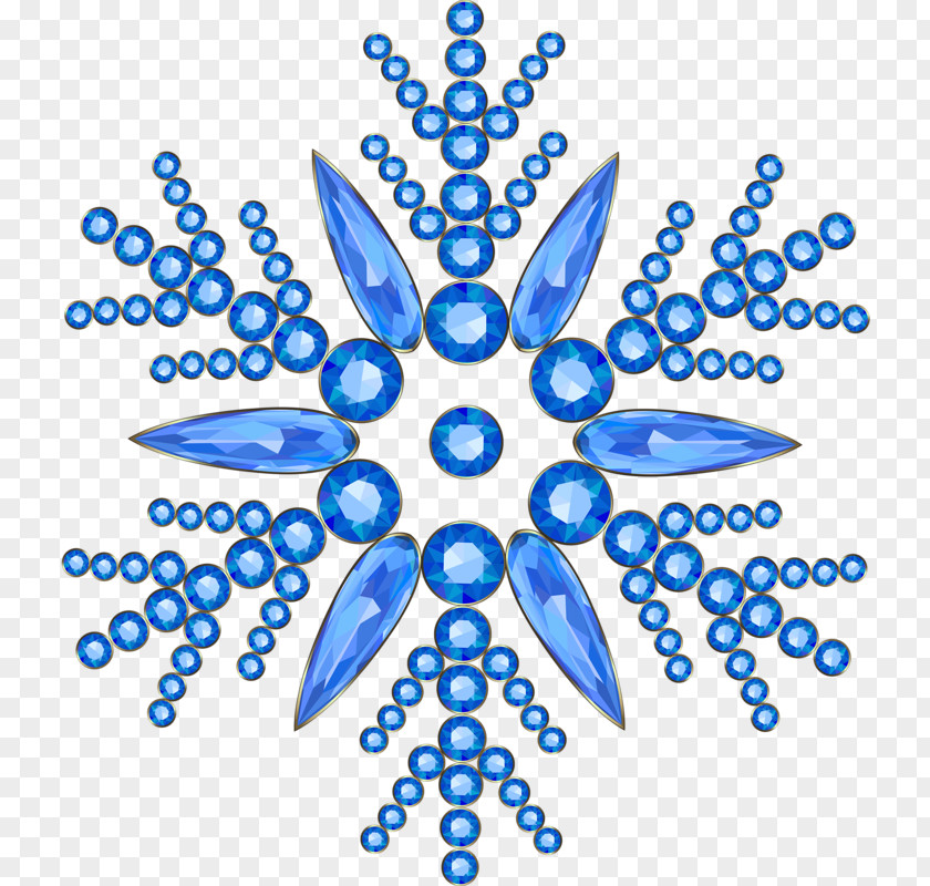 Blue Ice Snowflake Christmas Illustration PNG