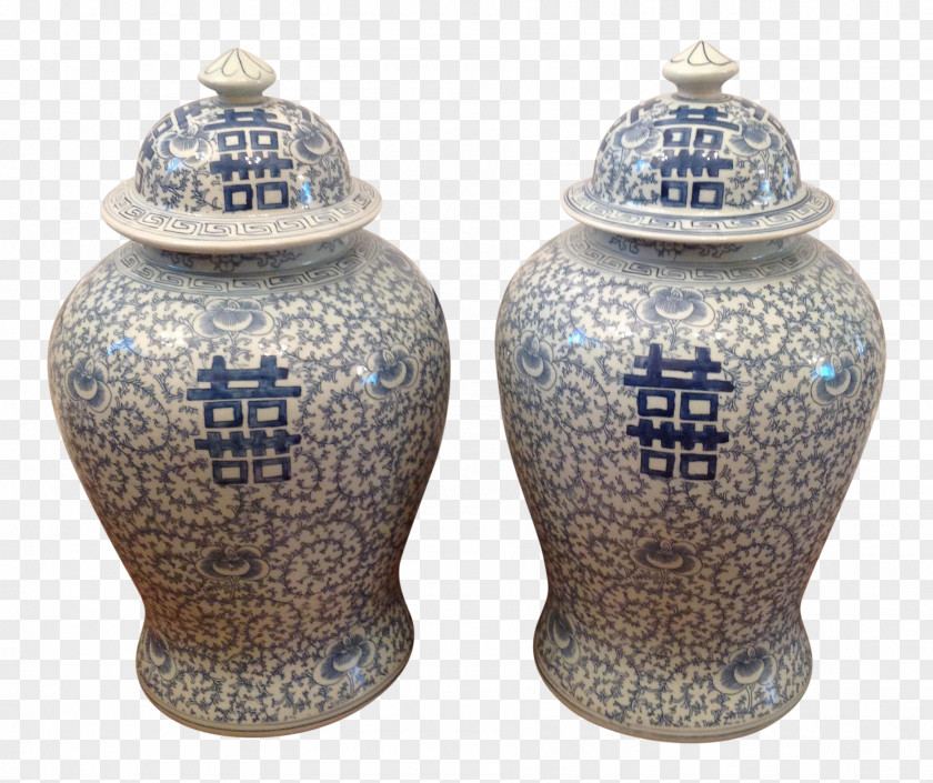 Vase Blue And White Pottery Ceramic Salt Pepper Shakers PNG