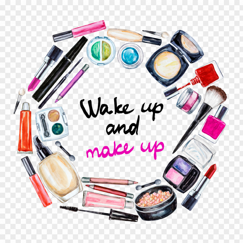 Creative Makeup Tools Cosmetics Beauty Watercolor Painting Eye Shadow PNG
