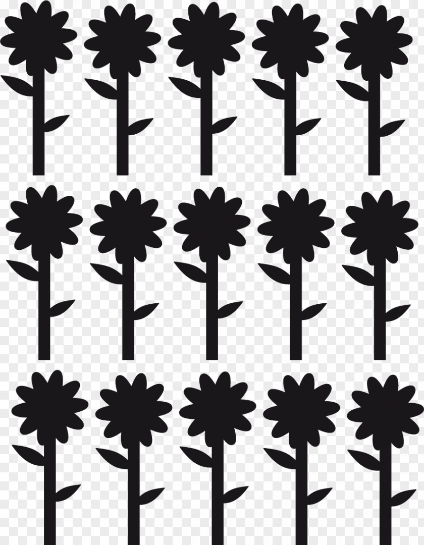 Sunflower Silhouette Leaf Black White Plant Stem PNG