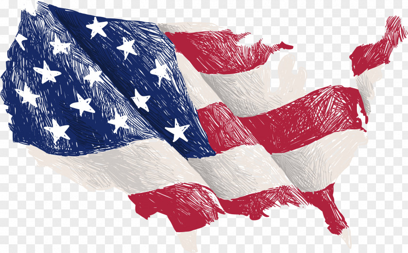 Vector Hand Painted American Flag Of The United States Map PNG