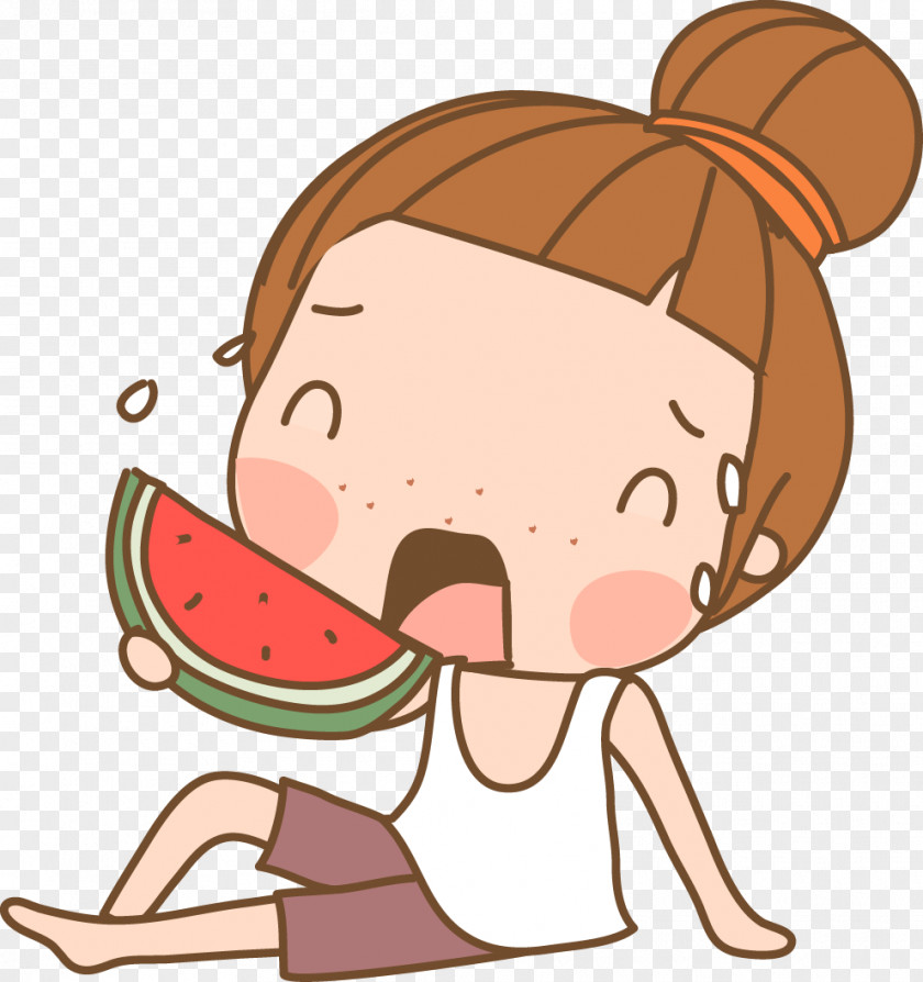 Eat Watermelon Hand Fan Wind PNG