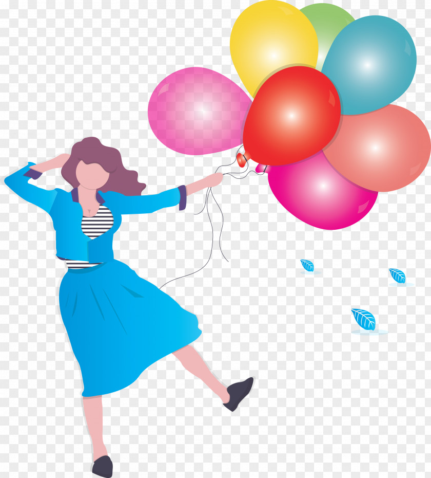Girl Balloon Party PNG