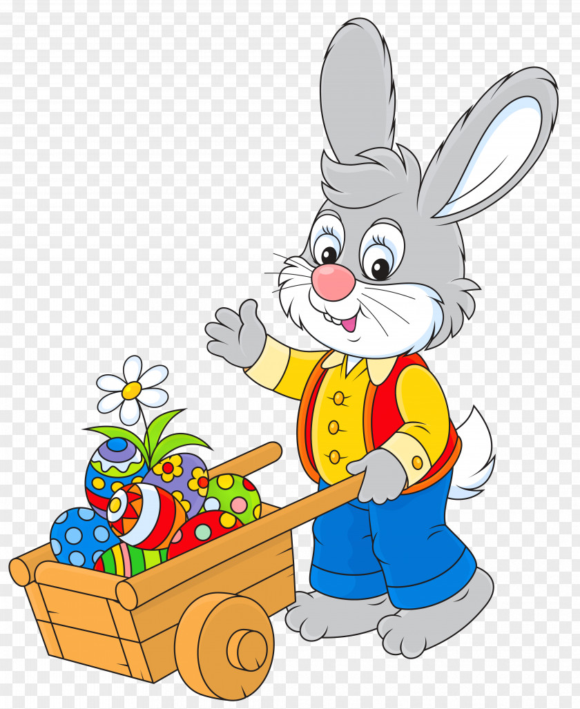 Easter Bunny With Egg Cart Picture Clip Art PNG