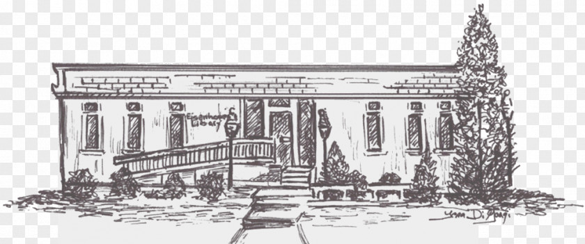 House Classical Architecture Facade Line Art Sketch PNG