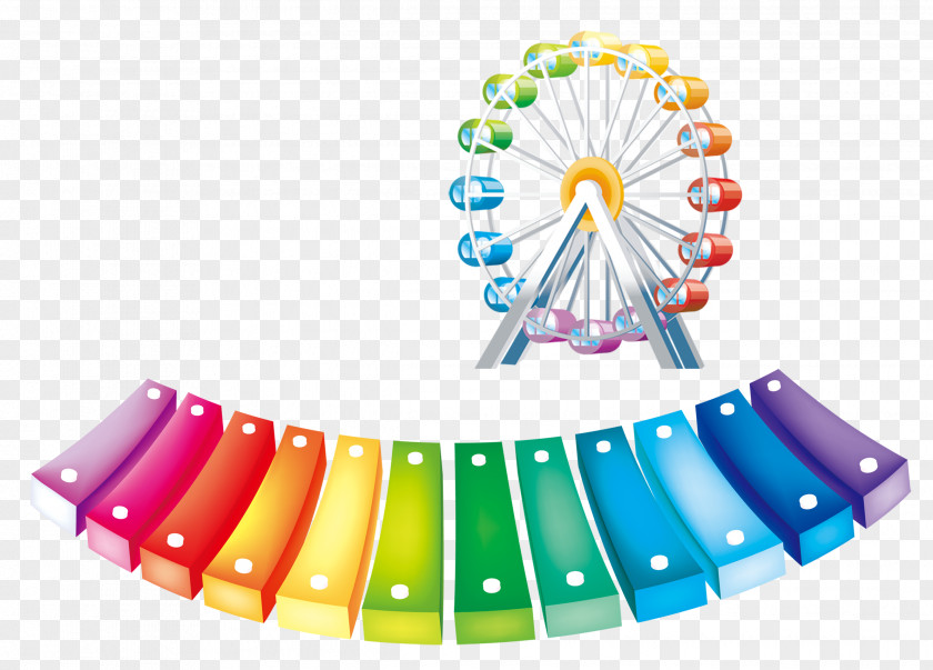 Colorful Skyscrapers Ferris Wheel Icon PNG