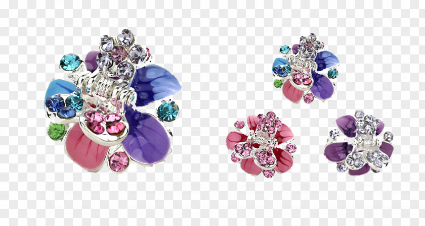 Petals Crystal Hair Clip Barrette Bangs Hairpin Fashion Accessory PNG