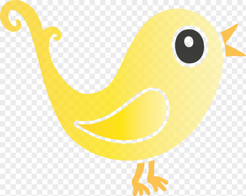 Yellow Beak Cartoon Bird Tail PNG