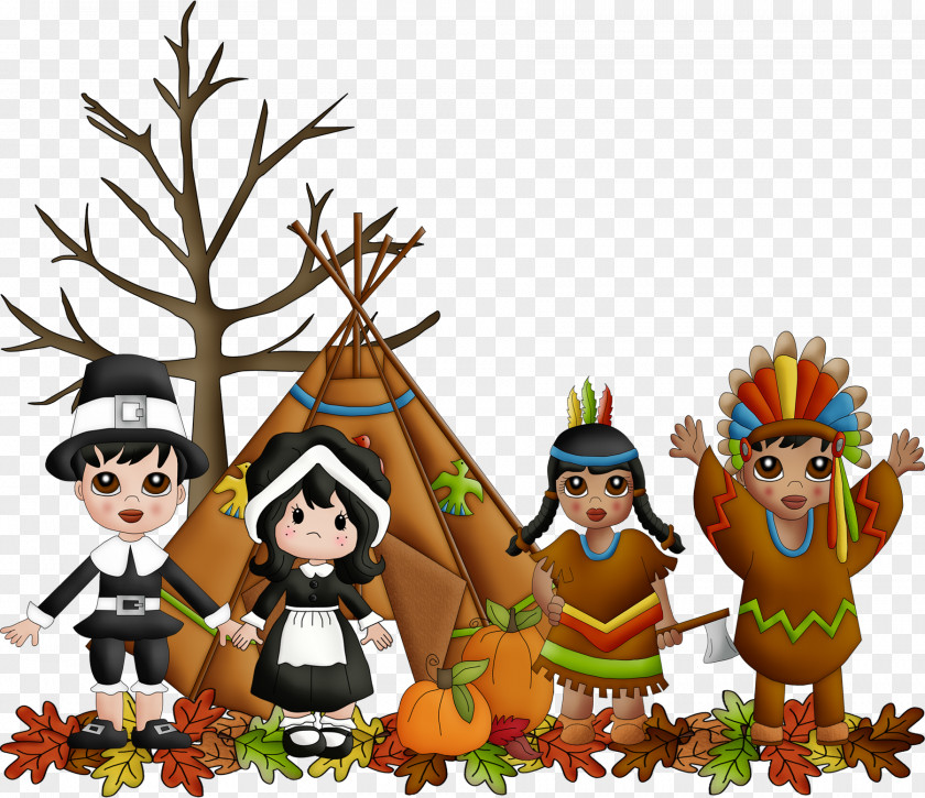 Indian Thanksgiving Day Pilgrims Dinner Clip Art PNG