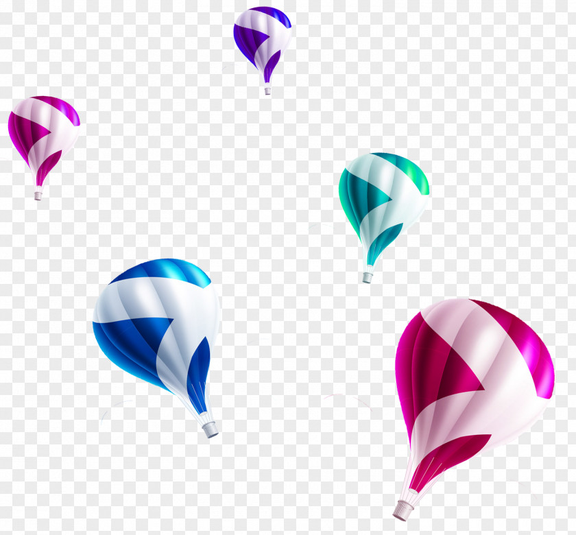 Three-dimensional Hot Air Balloon Red And Blue Decoration PNG