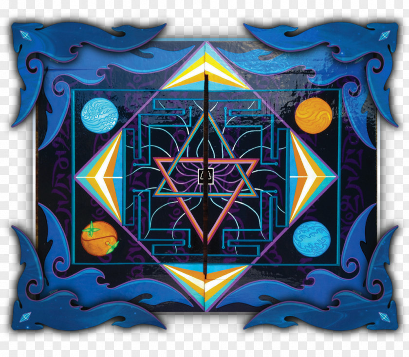 Yantra Art Cobalt Blue Symmetry Pattern PNG