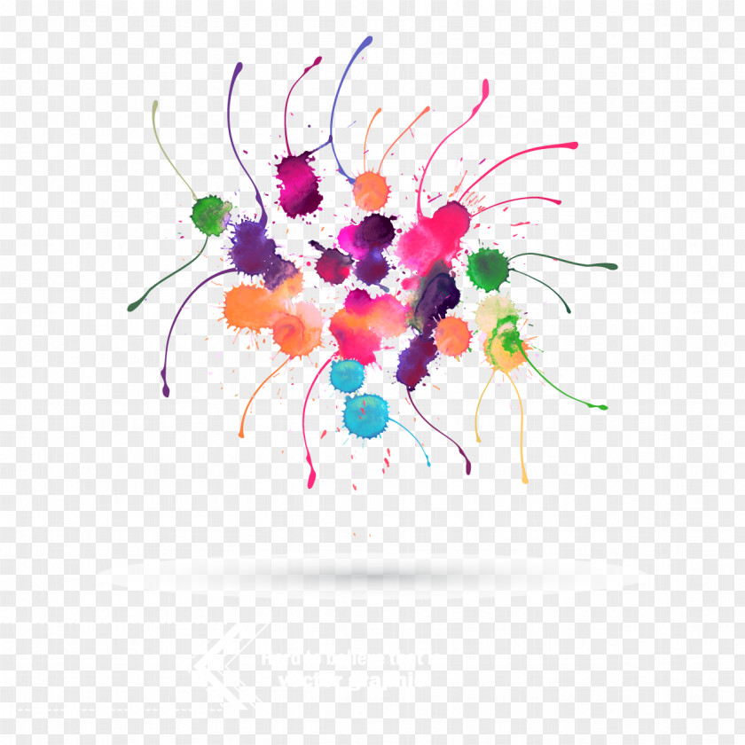 Floating Lines And Watercolor Drops Painting Abstract Art Drawing PNG