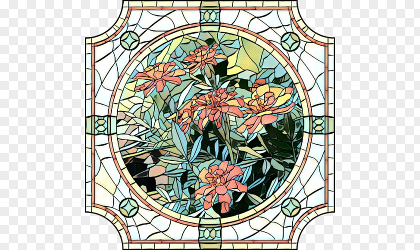 Visual Arts Plant Glass Stained Pattern Mosaic Window PNG