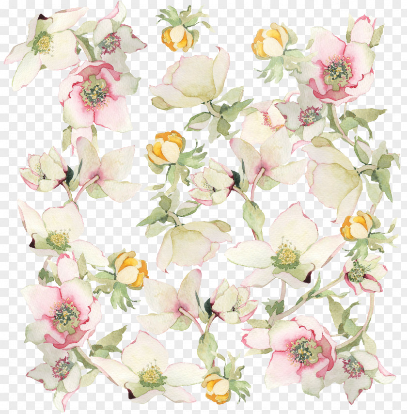Watercolor Leaves Flower Spring Autumn Pattern PNG