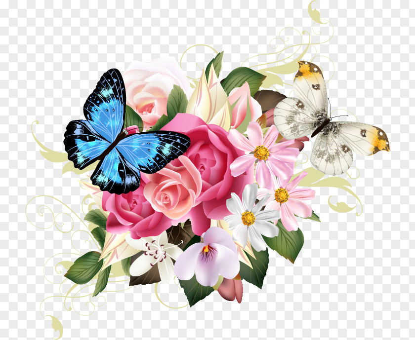 Romantic Roses Nymphalidae Butterfly Flower PNG
