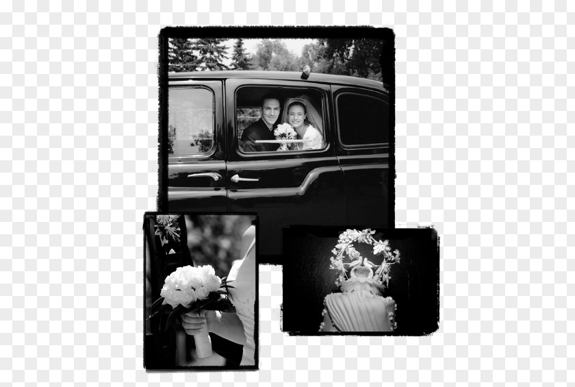 Wedding Carriage Monochrome Photography Invitation PNG
