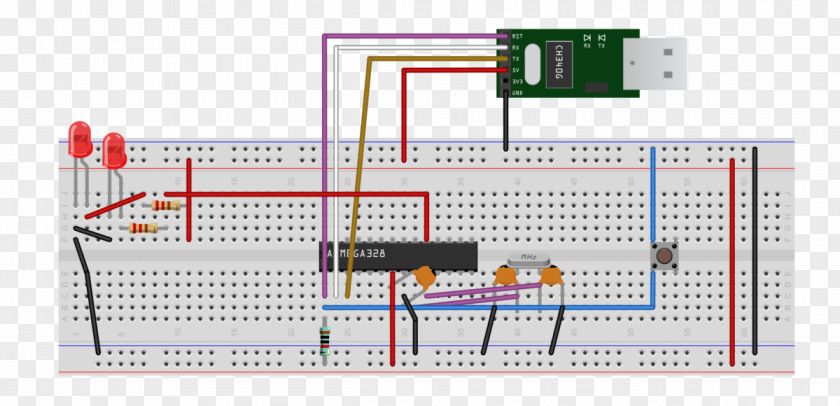 Atmega328 Microcontroller Breadboard Electronics Arduino Wiring Diagram PNG