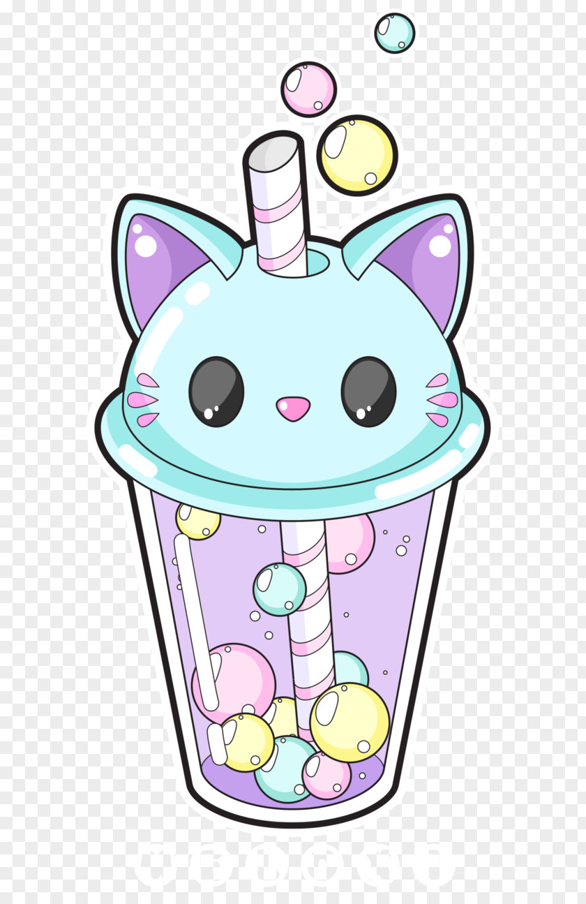 Bubble Tea Cat Kitten Drawing Kavaii Cuteness PNG