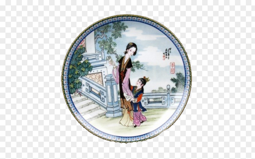 Free Creative Decorations Pull Jingdezhen Dream Of The Red Chamber Jia Tanchun Li Wan Plate PNG