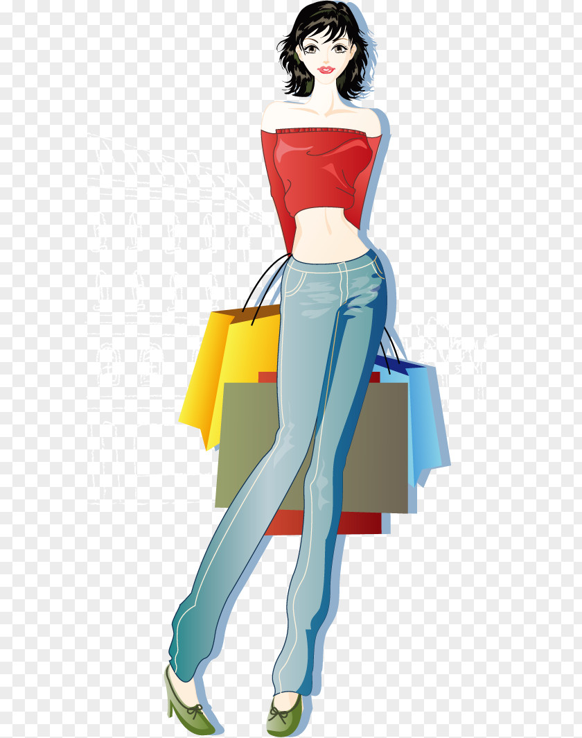Shopping Vector Woman Bag Illustration PNG