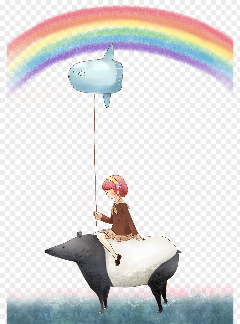 Rainbow Cartoon Poster Illustration PNG