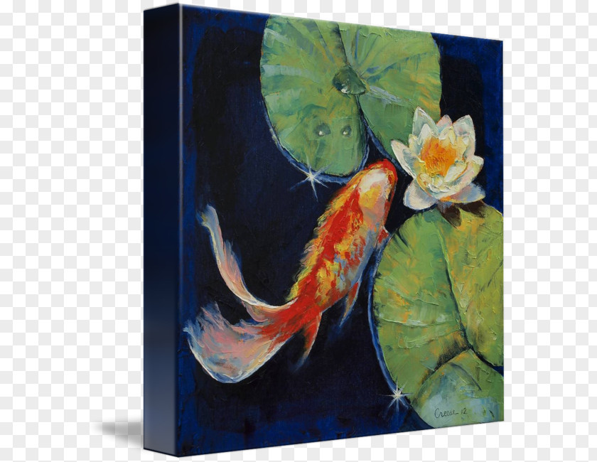 Koi Butterfly Painting Canvas Artist PNG