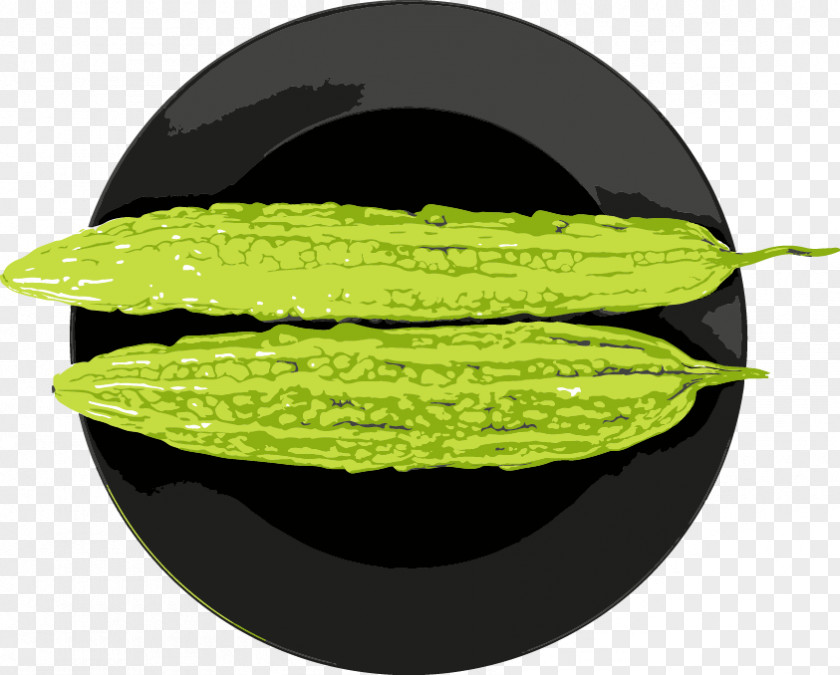 Bitter Melon On A Black Plate Egusi Leaf Vegetable PNG