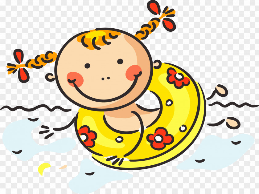 Cartoon Cute Baby Swimming Child Summer Clip Art PNG