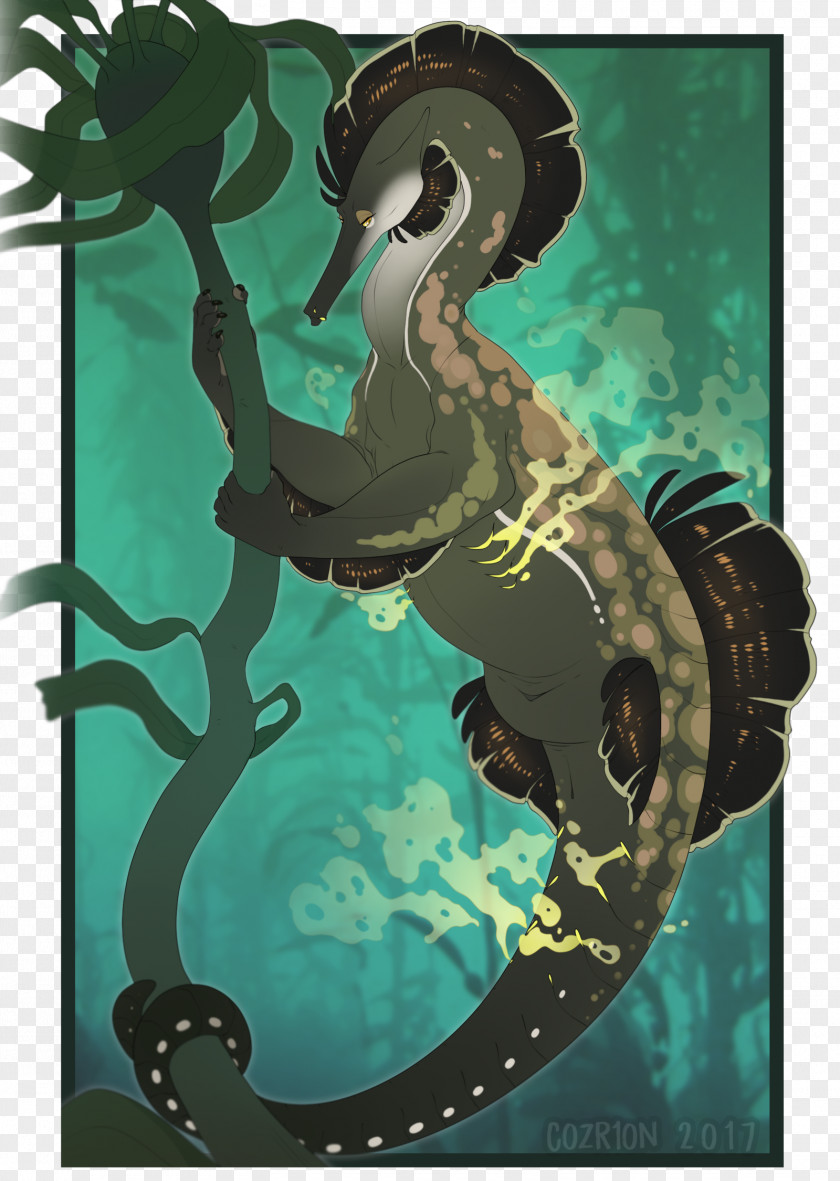 Hang In There Seahorse Reptile Mermaid Cartoon PNG