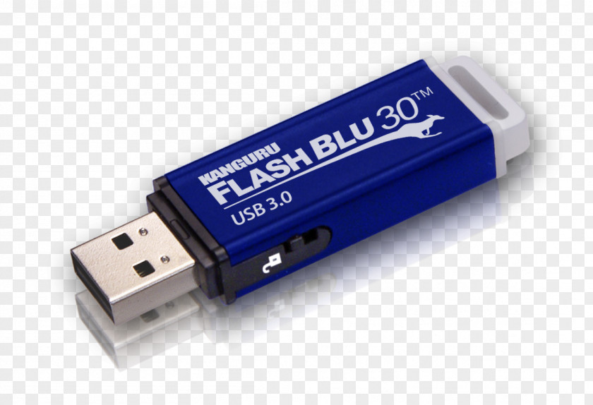 Hardware Store Kanguru FlashBlu 30 SS3 USB 3.0 16GB Flash Drive With Physical Write Protect Switch Drives Protection PNG
