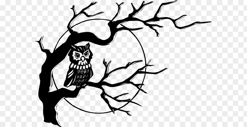 Cartoon Trees With Branches Black-and-white Owl Free Content Clip Art PNG