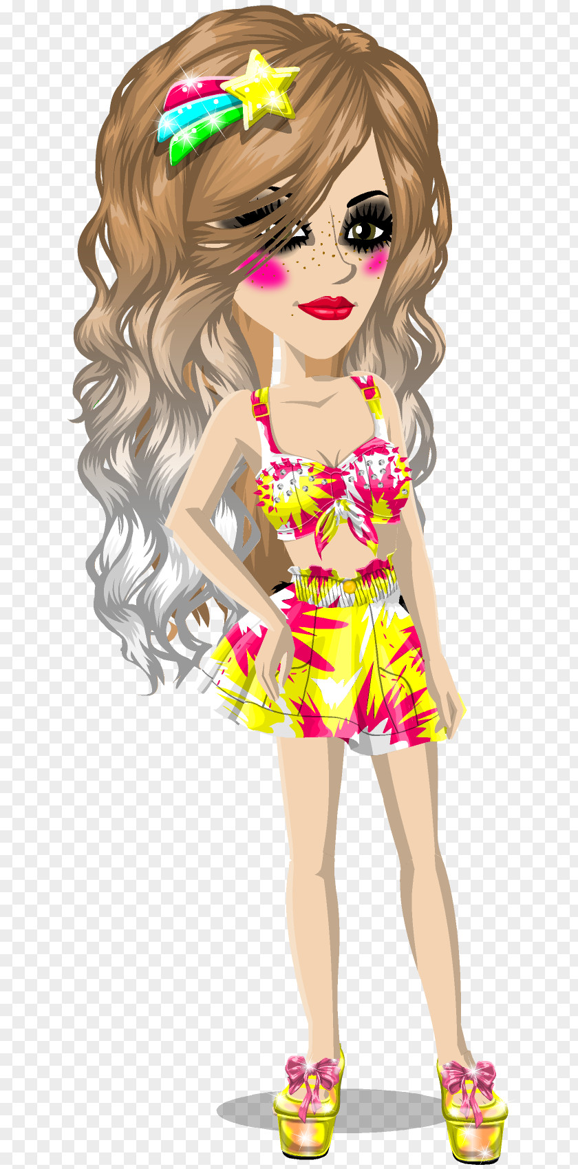 Pinger MovieStarPlanet Barbie Video Game Brown Hair PNG