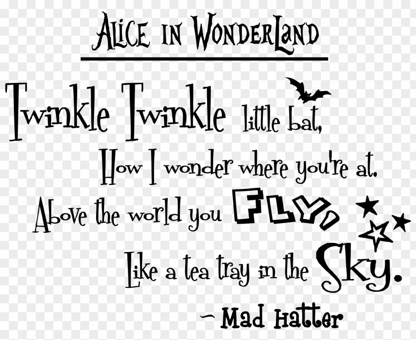 Quotation Twinkle, Little Bat Mad Hatter Star Alice's Adventures In Wonderland PNG