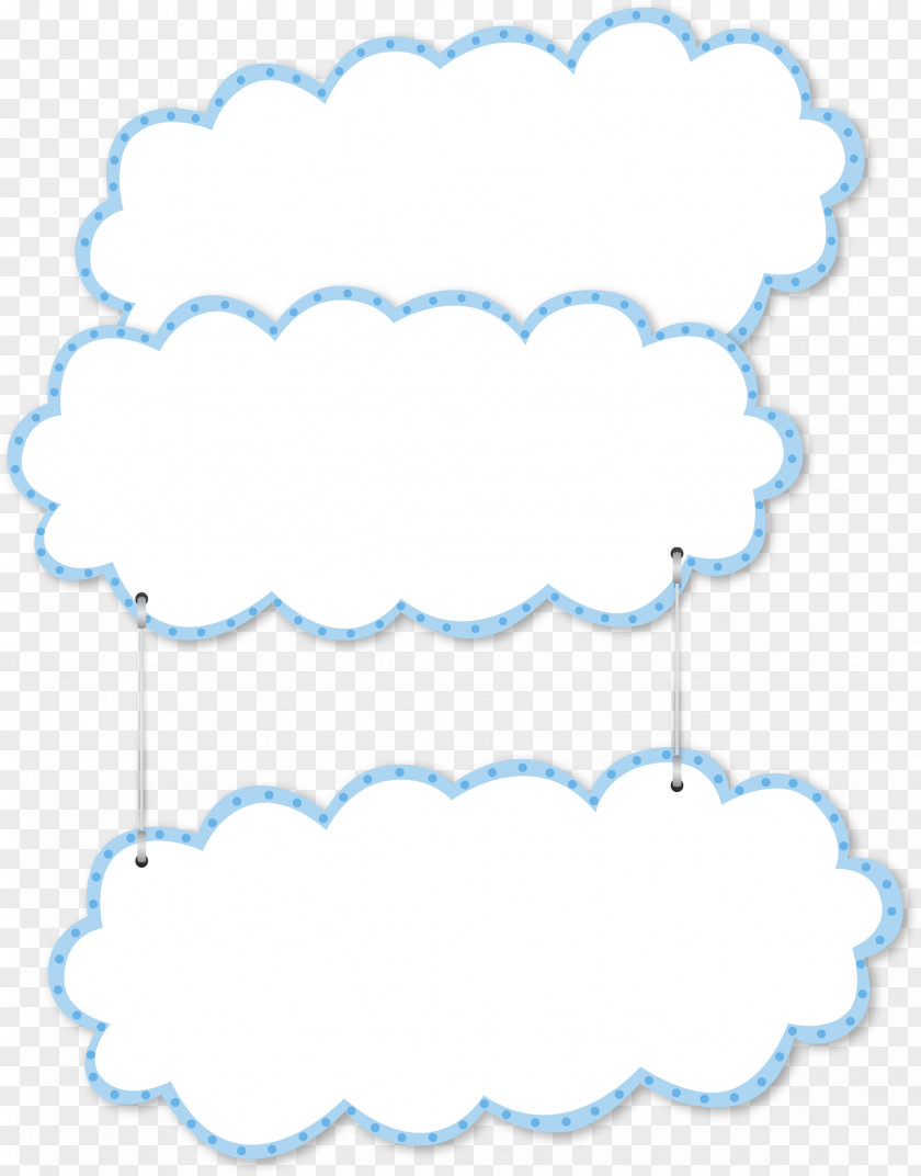 Blue Border Cartoon Clouds Page Layout Wallpaper PNG