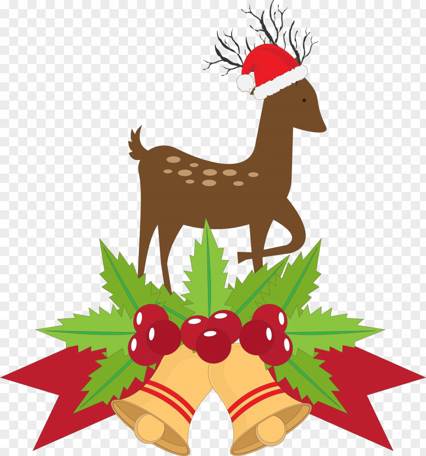 Elk,Fawn,Christmas,Bell Santa Claus Deer Paper Christmas PNG