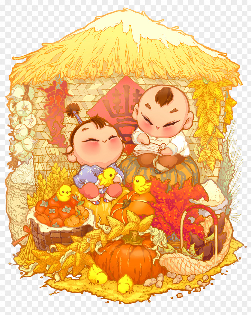 Autumn Harvest Season Kitchen God Festival Poster Illustration PNG