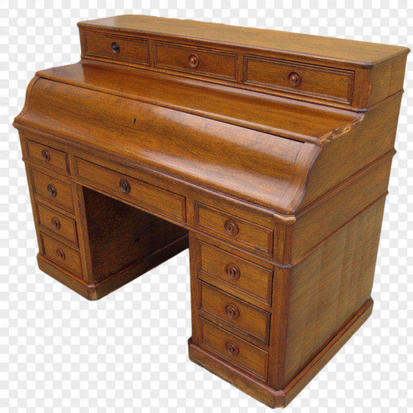 Office Desk Furniture Secretary Drawer Antique PNG