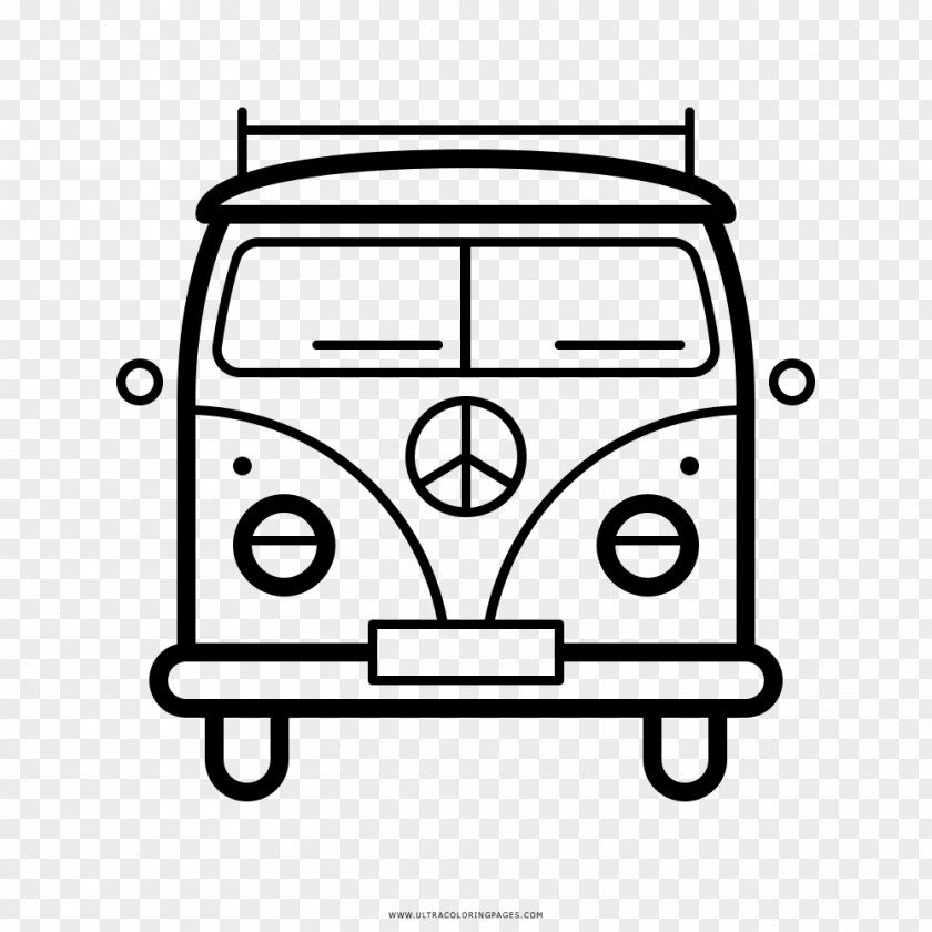 Hippie Bus Coloring Book Drawing PNG