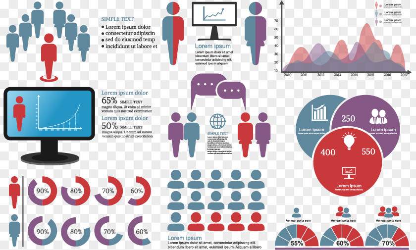 PPT Computer Monitor Vector Material Infographic Chart Element PNG