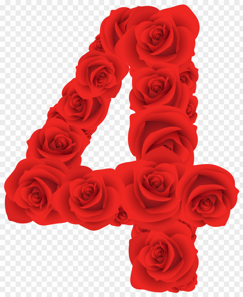 Red Rose Decorative Number Clip Art PNG