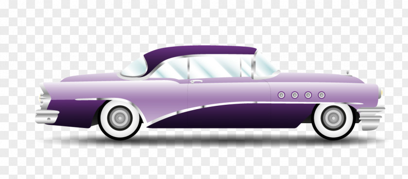 Vector Retro Purple Car PNG