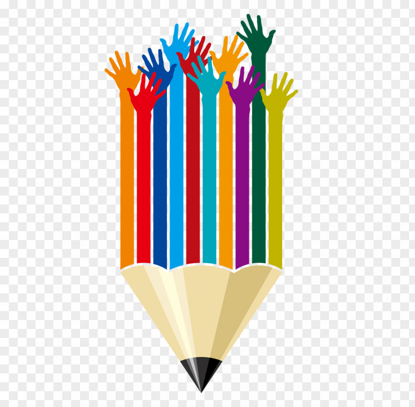 Cartoon Painted Palm Pencil Holding Hands Drawing Euclidean Vector PNG