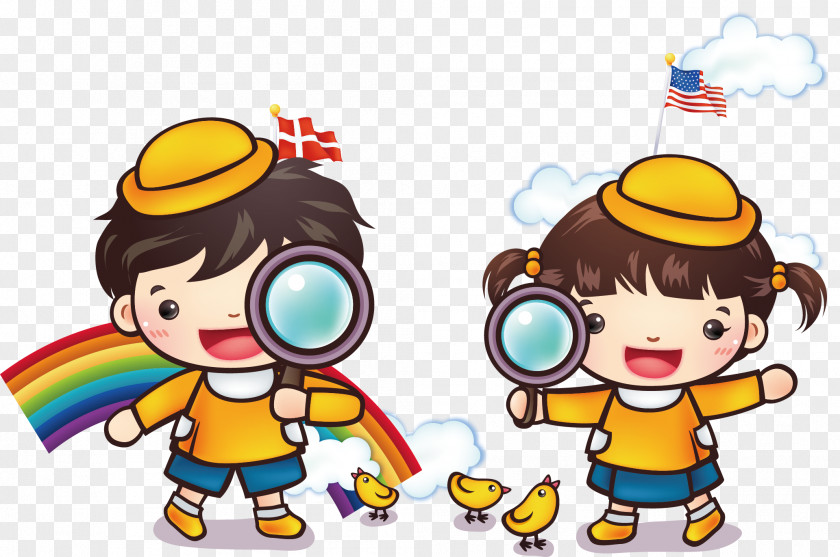 Children's Magnifying Glass Play Cartoon Poster Promotional Material Art Museum Illustration PNG