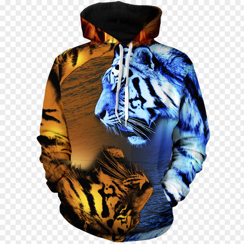 Lion Hoodie Yin And Yang Bengal Tiger Fire PNG