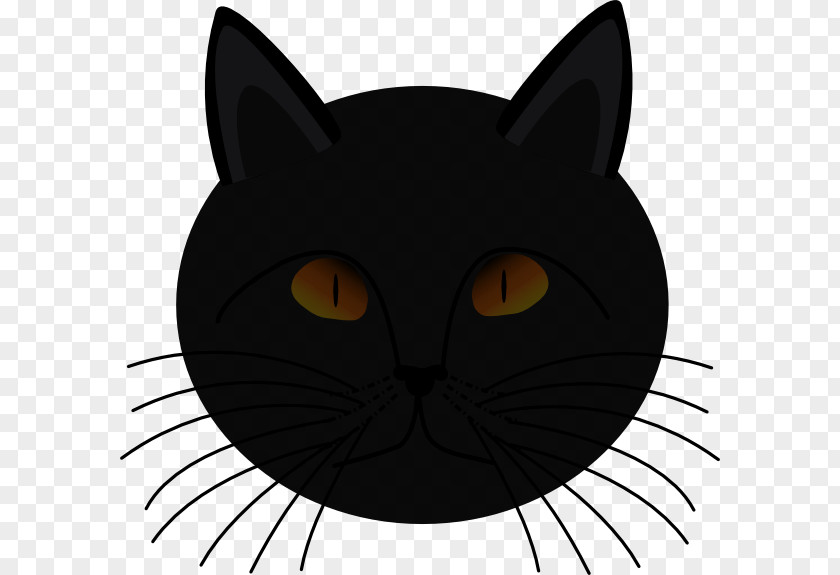 Cartoon Cat Face Black Kitten Clip Art PNG