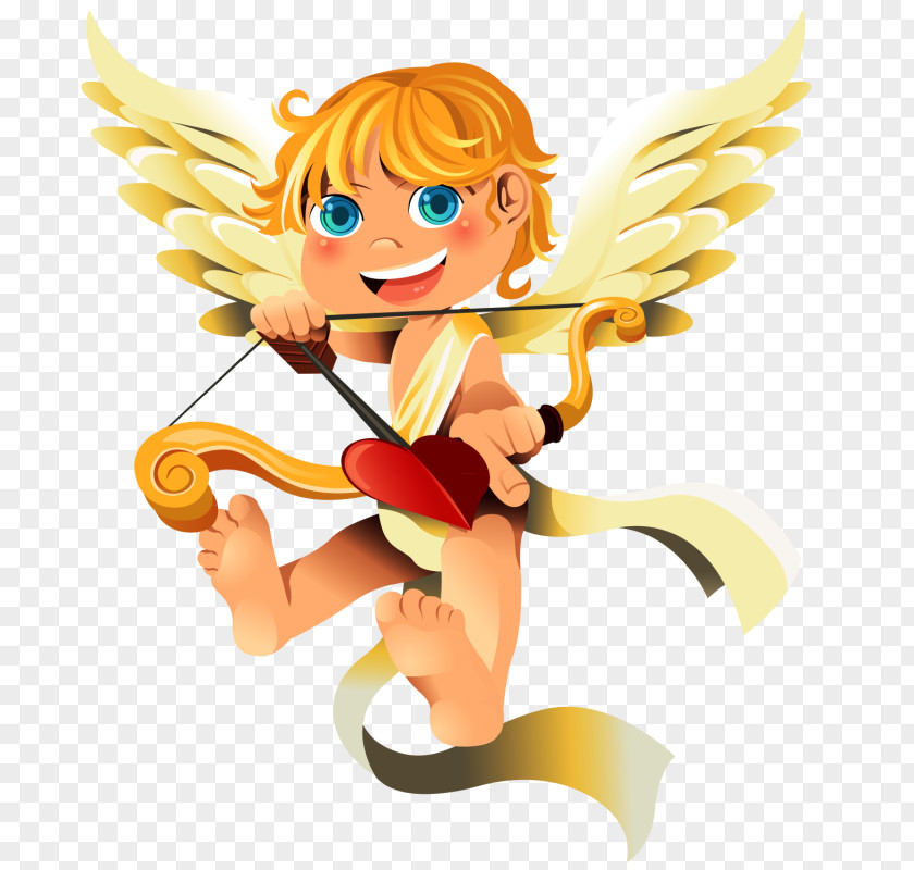 Golden Angel Cupid And Psyche Valentines Day Clip Art PNG