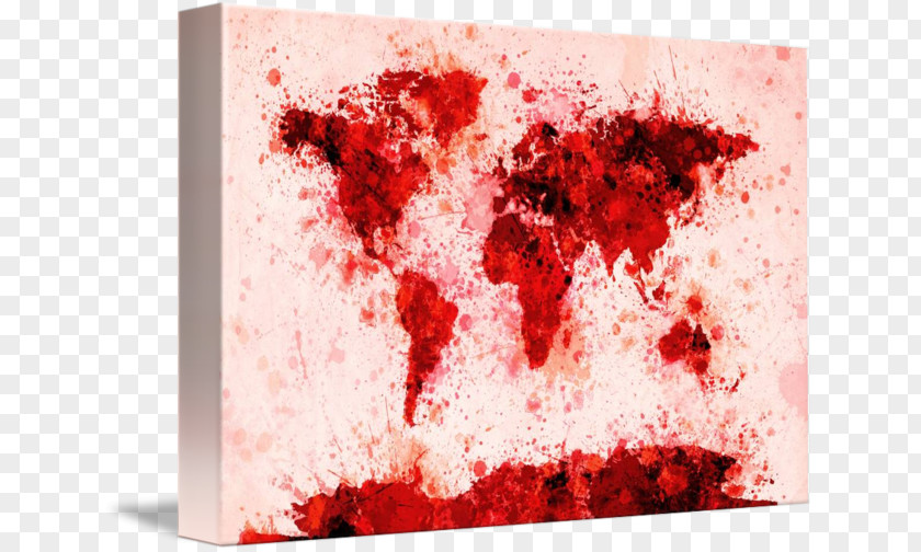 Painting Canvas Print World Map Art PNG