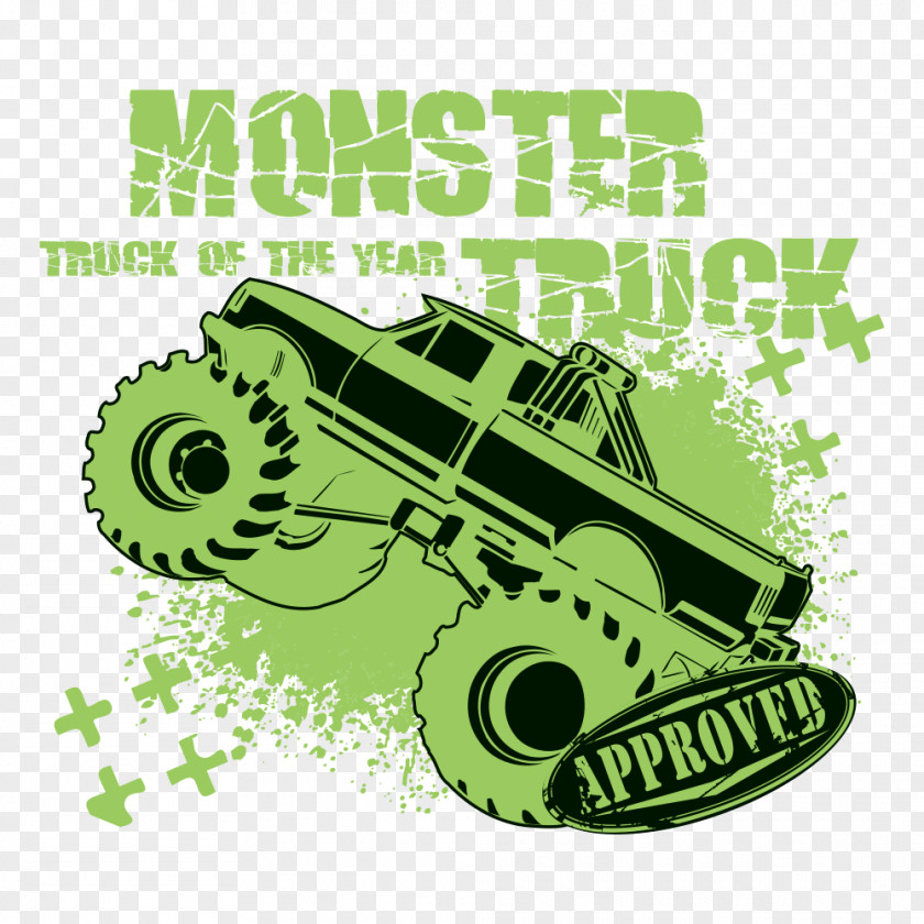 Green Car Print Monster Truck Poster PNG